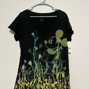 Disney Black Graphic Tee with Green Mickey Design